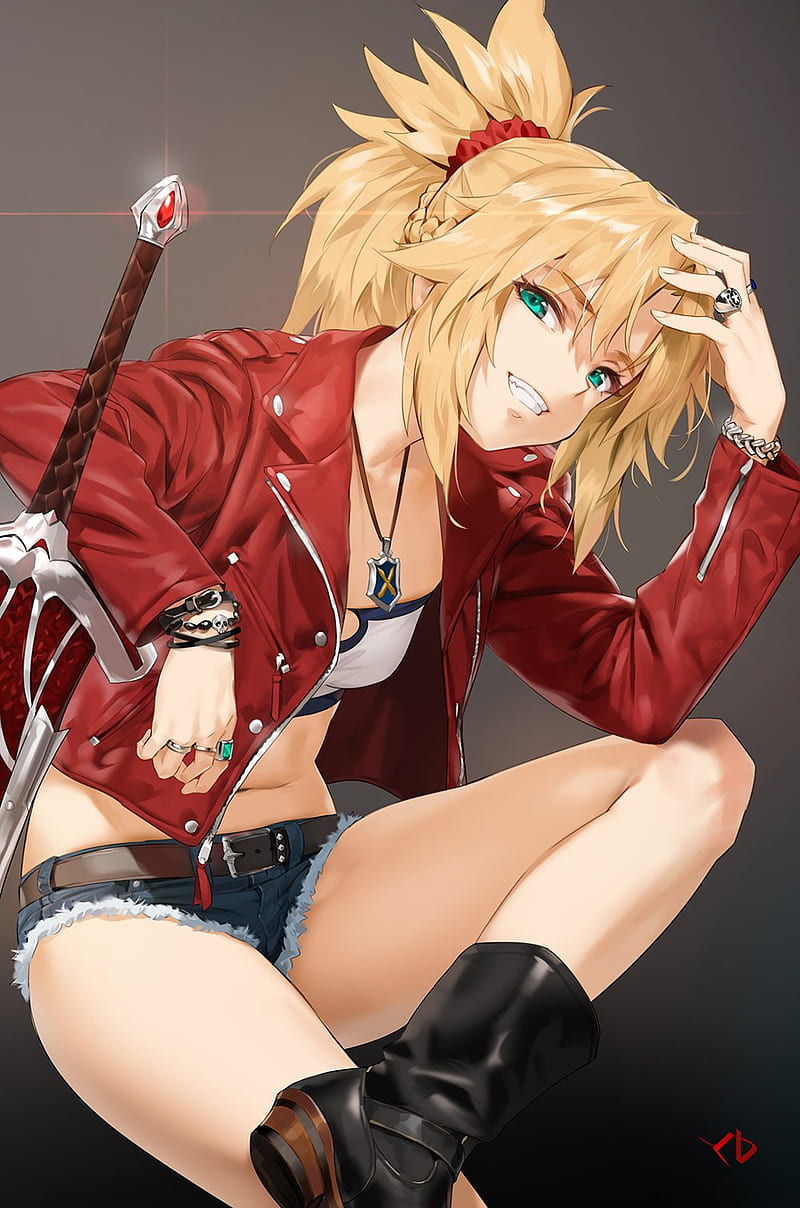 Fate Series, Fate/Apocrypha , anime girls, blonde, fantasy weapon, Saber of Red, Mordred (Fate/Apocrypha), HD phone wallpaper