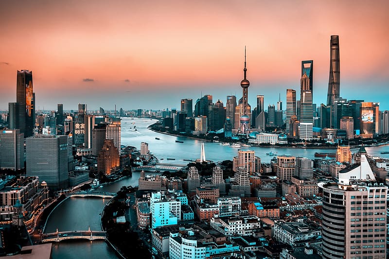 Cities, City, Skyscraper, Building, Cityscape, China, River, Shanghai, HD wallpaper