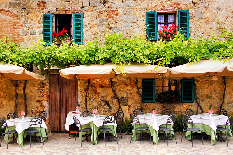 Italy Tavern, bonito, countryside, italian landscape, HD wallpaper
