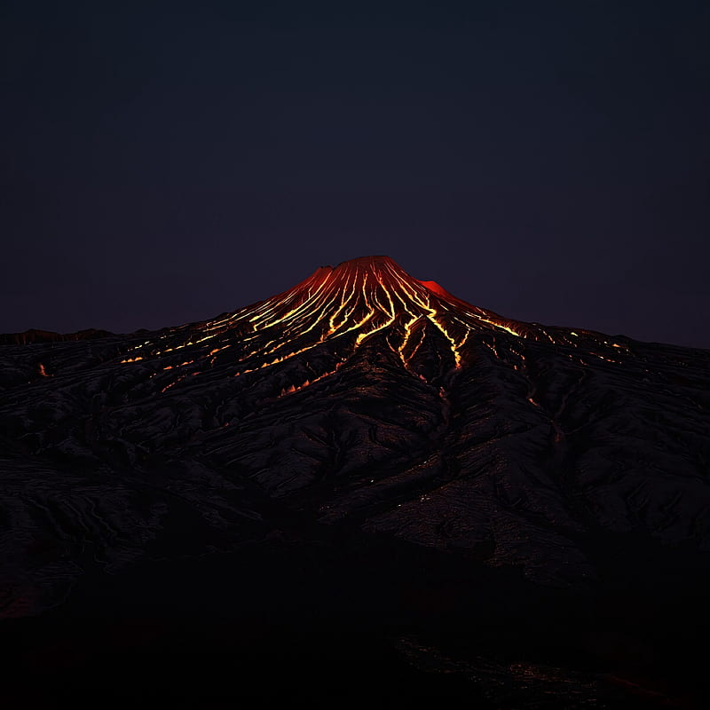 volcano, crater, lava, hot, dark, HD phone wallpaper
