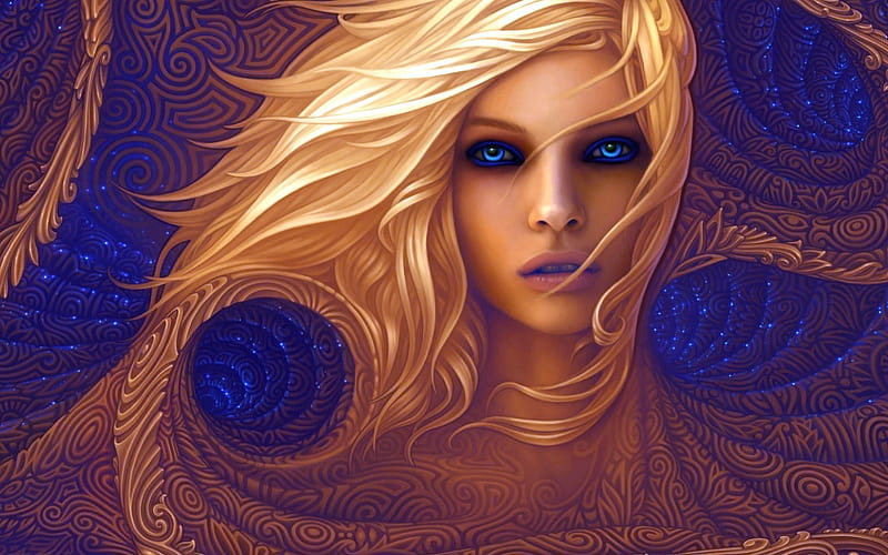 Blonde Lips Artwork Blue Eyes Fantasy Open Mouth Hd Wallpaper