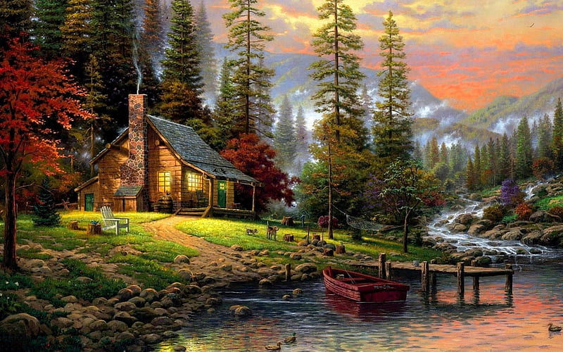 Lovely place, colorful, house, wonderful, bonito, magic, lights, farm,  boat, HD wallpaper | Peakpx