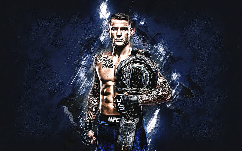 Dustin Poirier, portrait, american fighter, UFC, blue stone background, USA, Ultimate Fighting Championship, HD wallpaper
