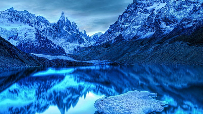 Snow Ice Mountains Reflection On Lake, HD wallpaper