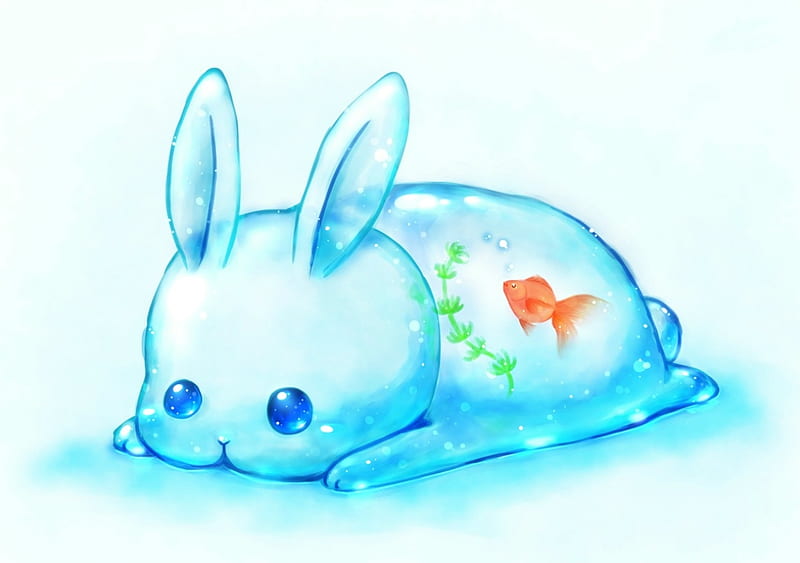 BunnyAquarium, rabbit, orange, fish, aquarium, daikichi, manga, cute, anime,  HD wallpaper | Peakpx