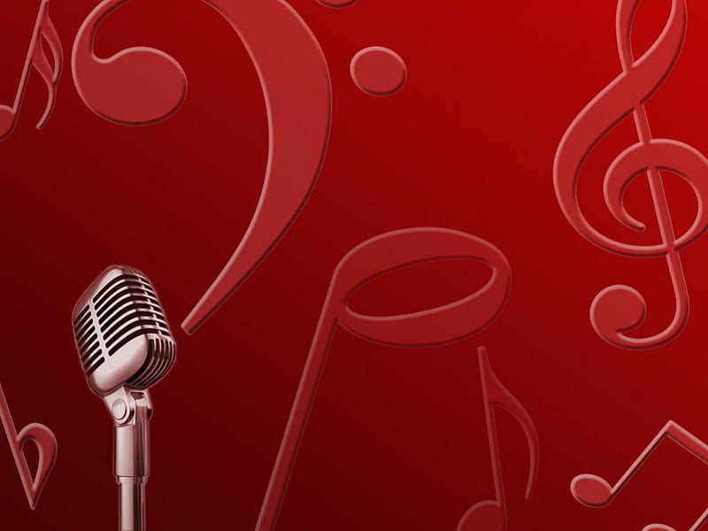 Red music, musical notes, music, mic, treble clef, HD wallpaper | Peakpx