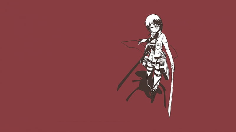 Mikasa Ackerman, Black, Hair Anime, Sword, Black Hair, Shingeki no Kyojin, Short Hair, Attack on Titan, Scarf, HD wallpaper