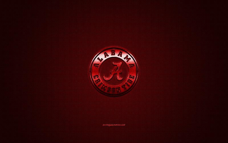 Alabama Crimson Tide logo, American football club, NCAA, red logo, red carbon fiber background, American football, Tuscaloosa, Alabama, USA, Alabama Crimson Tide, University of Alabama, HD wallpaper