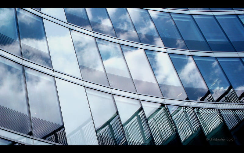 Curves Lines and Sky, modern, glass, curves, steel, sky, blue, HD wallpaper