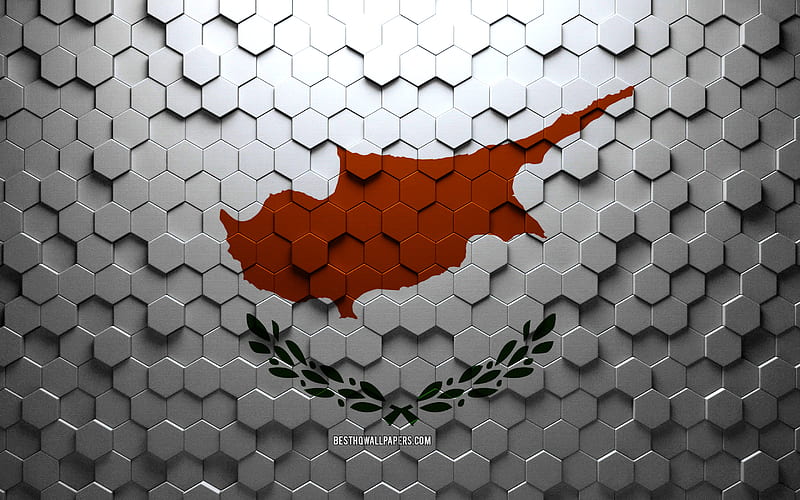 Flag of Cyprus, honeycomb art, Cyprus hexagons flag, Cyprus, 3d hexagons art, Cyprus flag, HD wallpaper