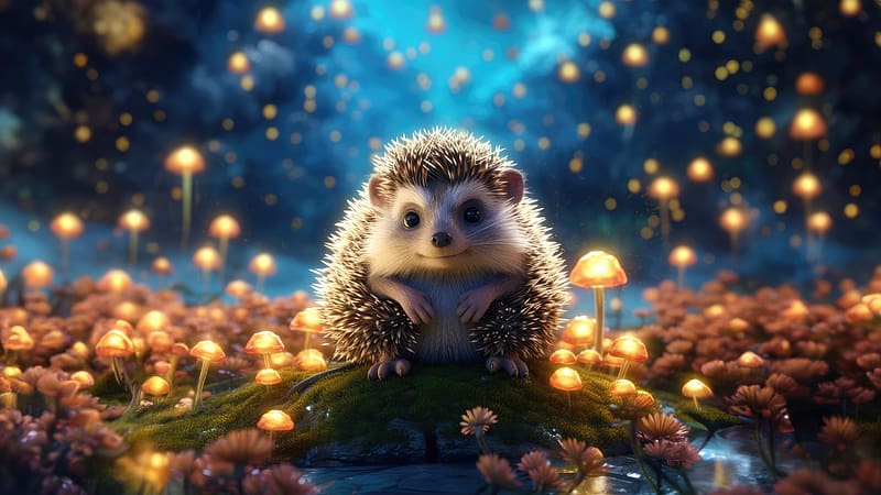 Hedgehog Cute, hedgehog, animals, cute, ai, artist, artwork, digital-art, HD wallpaper