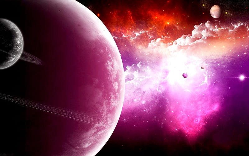 The Cosmic Beauty Planets Purple Galaxies Space Hd Wallpaper Peakpx 8840