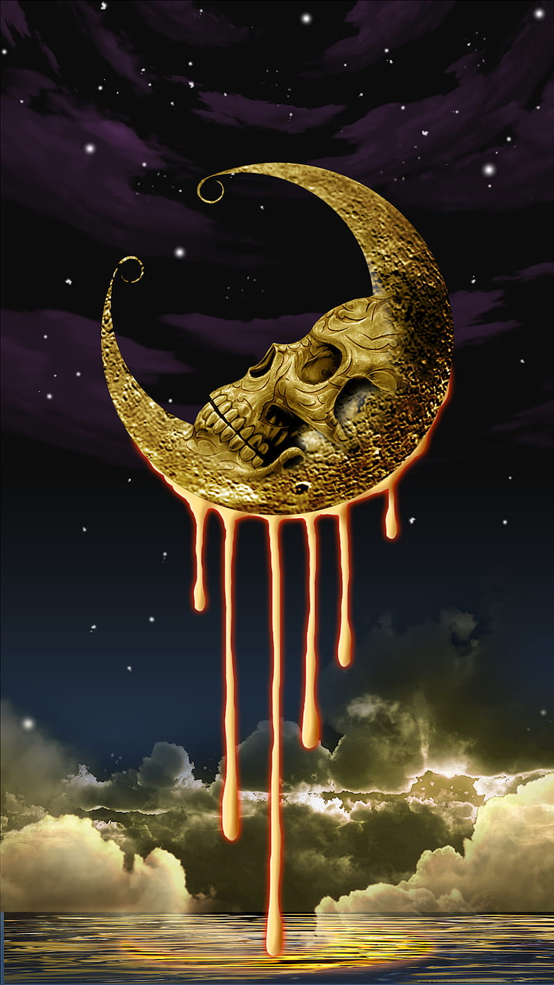Yellow skull moon , angels, bird, diablo, dragon, island, marriage, reaper, reptile, souls, teams, HD phone wallpaper