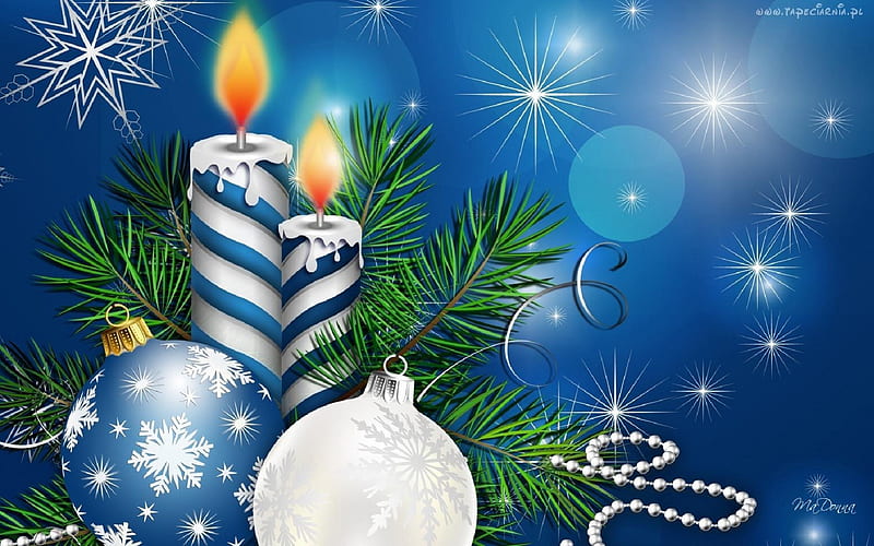 ღ.Blue Stripe Candlelight.ღ, blurred, pretty, chic, adorable, greeting, ribbons, bows, xmas, sweet, lights, nice, splendor, bright, lovely, christmas, new year, winter, happy, cute, fire, cool, balls, beads, white, ornaments, festival, colorful, blue stripe candlelight, glow, holidays, splendid, charm, candlelight, bonito, seasons, valuable, merry, stripe, decorations, magnificent, blue, gorgeous, stars, colors, winter time, warmth, snowflakes, precious, HD wallpaper