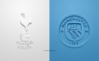 Manchester City FC, creative 3D logo, blue background, 3d emblem