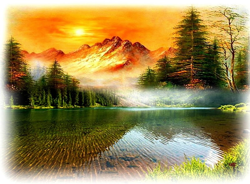 Reflejos, pasion, color, lago, vista, HD wallpaper