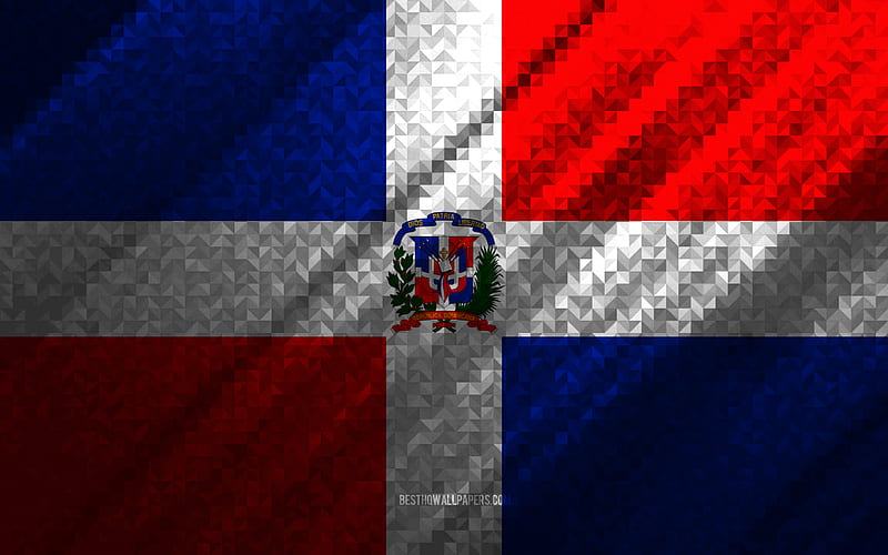 Flag of Dominican Republic, multicolored abstraction, Dominican Republic mosaic flag, Dominican Republic, mosaic art, Dominican Republic flag, HD wallpaper
