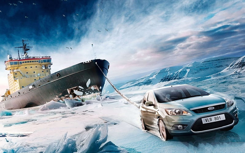 icebreaker, arctic, tug, ford, focus, HD wallpaper
