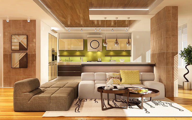 Luxury apartment, modern interior, living room, two-storey apartment,  minimalism, HD wallpaper | Peakpx