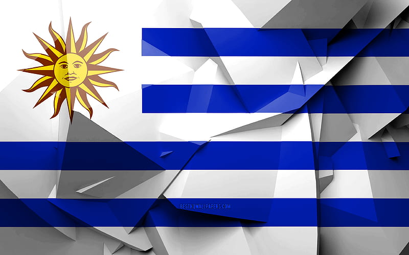 Flag of Uruguay, geometric art, South American countries, Uruguayan flag, creative, Uruguay, South America, Uruguay 3D flag, national symbols, HD wallpaper