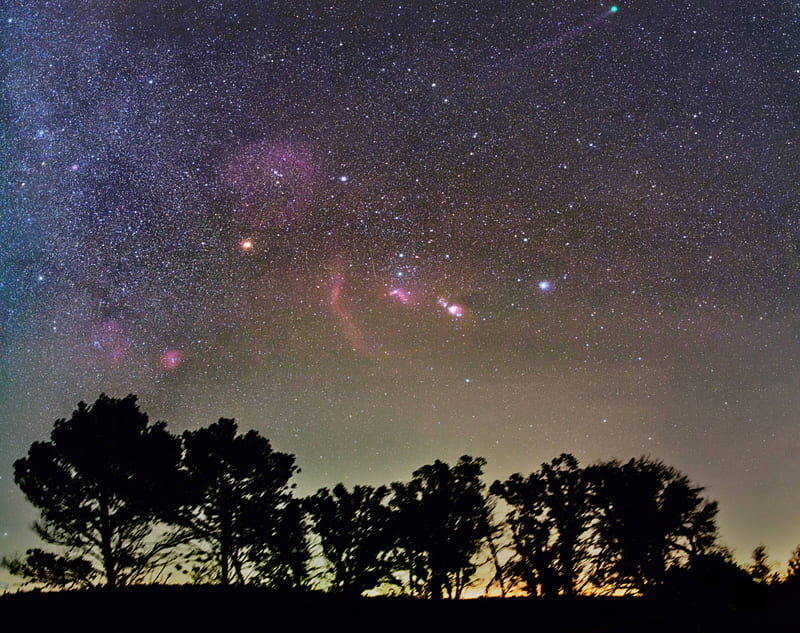 Comet Lovejoy in a Winter Sky, stars, cool, comet, space, fun, galaxies, HD wallpaper