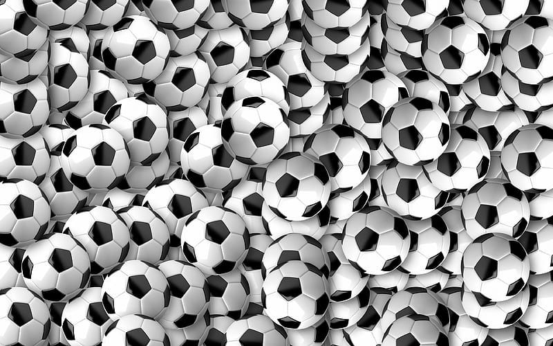 balls patterns 3D textures, soccer balls, 3D balls texture, background with balls, sport textures, balls textures, football textures, HD wallpaper