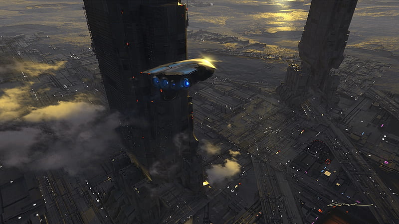 Sci Fi, City, Spaceship, HD wallpaper