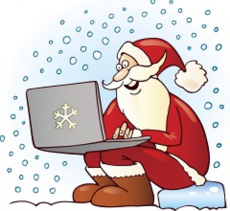 Santa shopping online, Christmas, santa, laptop, online, HD wallpaper