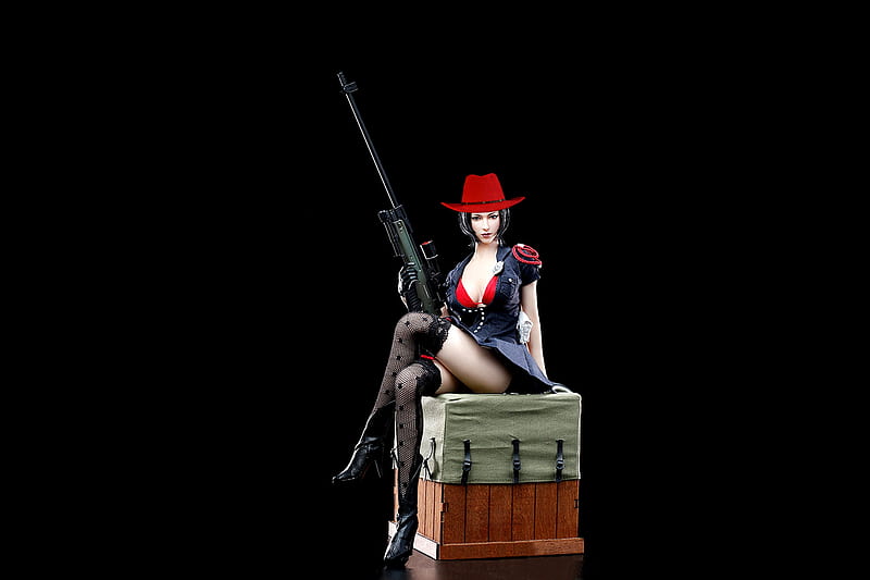Defend dom, hats, cowgirl, boots, crate, women, hat, rifle, brunettes, western, HD wallpaper