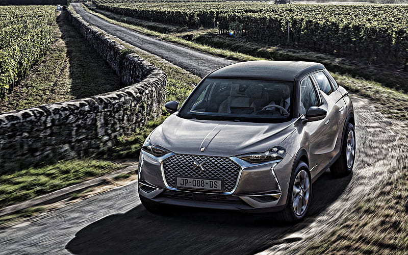 DS3 Crossback, 2019, front view, exterior, crossover, new gray DS3 Crossback, electric cars, french electric cars, Citroen, HD wallpaper