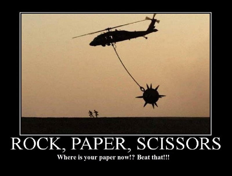 Rock, Paper, Scissors!, chain, rock, helicopter, scissors, screwed, run, smart, nice, plane, cool, entertainment, scary, funny, paper, HD wallpaper