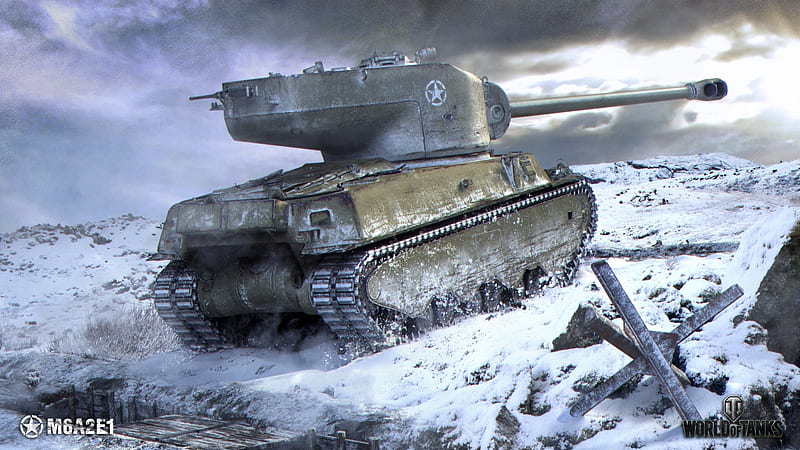 World of Tanks - American M6A2E1 in the Snow, American, Snow, World, M6A2E1, Tanks, HD wallpaper