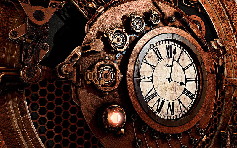 old clock, retro, time concepts, clock mechanism, metal clock, HD wallpaper