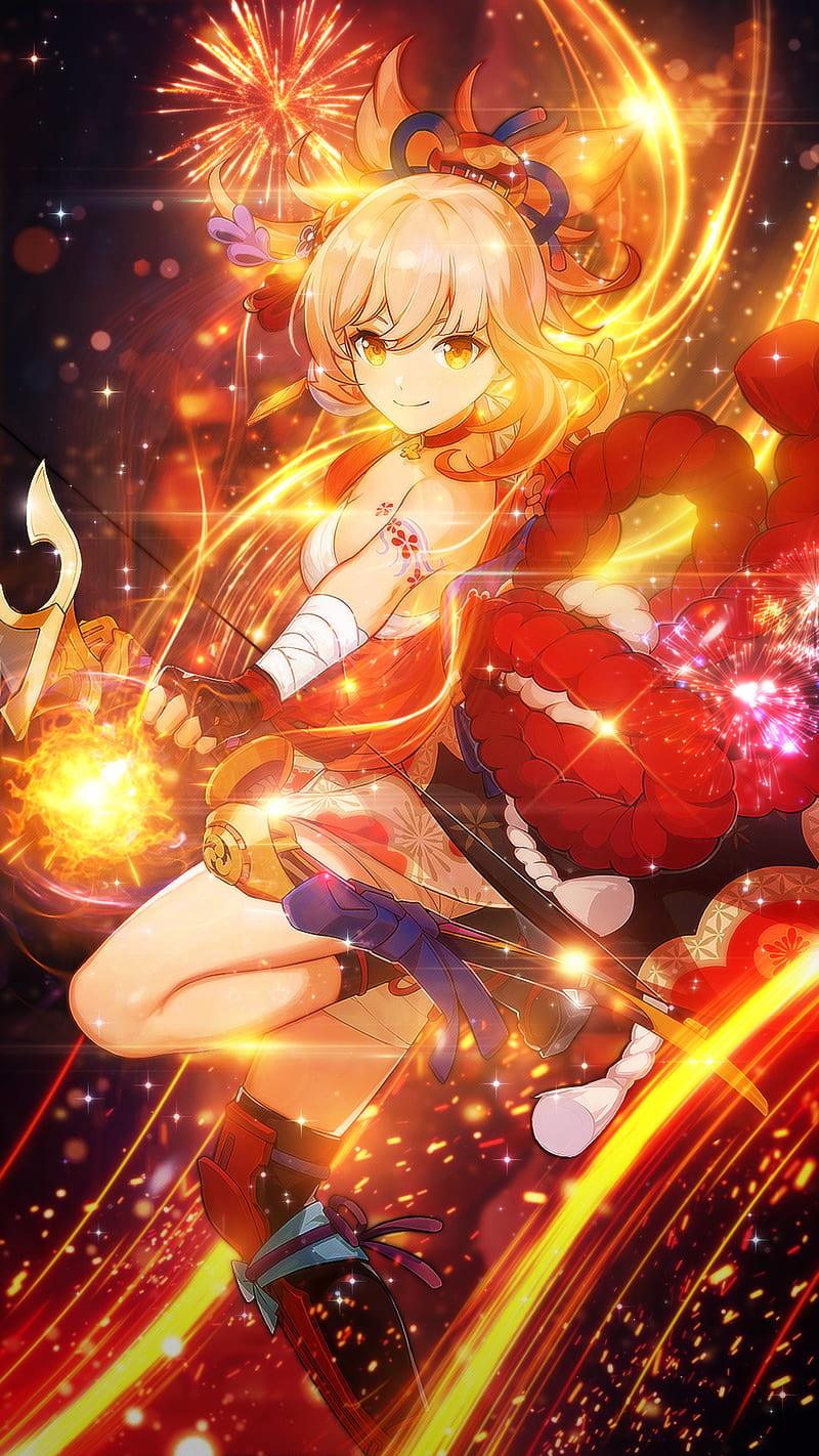 Yoimiya: Chào mừng đến với Yoimiya! Nếu bạn yêu thích những chiến binh giỏi sử dụng cung nhưng vẫn giữ được vẻ đẹp nữ tính thì đừng bỏ lỡ hình ảnh liên quan đến Yoimiya này! Hãy xem và cảm nhận sự uyển chuyển của cô ấy khi sử dụng cung trong trò chơi Genshin Impact.
