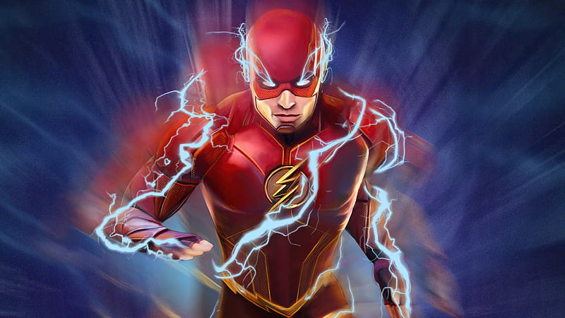 The Flash Blue Lightning, flash, superheroes, artist, artwork, digital-art, artstation, HD wallpaper