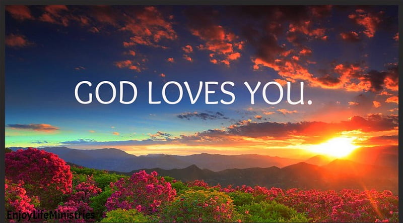 God Loves You, Love, Christian, Sky, Cloud, Skies, Sunset, Nature, Countryside, God, HD wallpaper