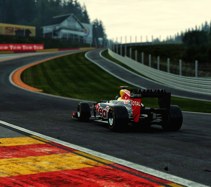 Vettel at Spa, belgium, f1, racing, red bull, HD wallpaper