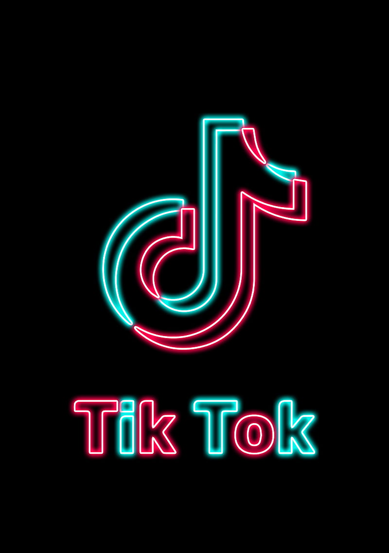 TikTok, logo, neon, tik, tik tok, tok, HD phone wallpaper