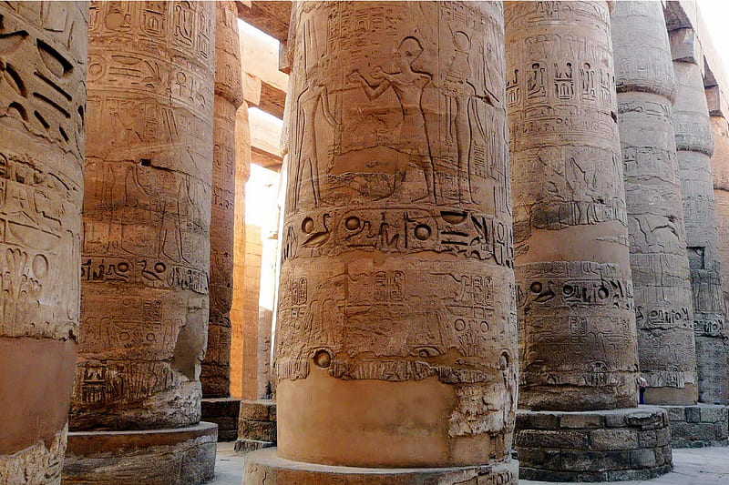 Karnak Temple, Luxor, Egypt, pillars, temple, ancient, egypt, HD wallpaper