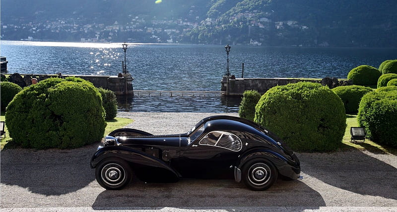 Bugatti Atlantic 1938, Lake Como, vintage car, Italy, HD wallpaper