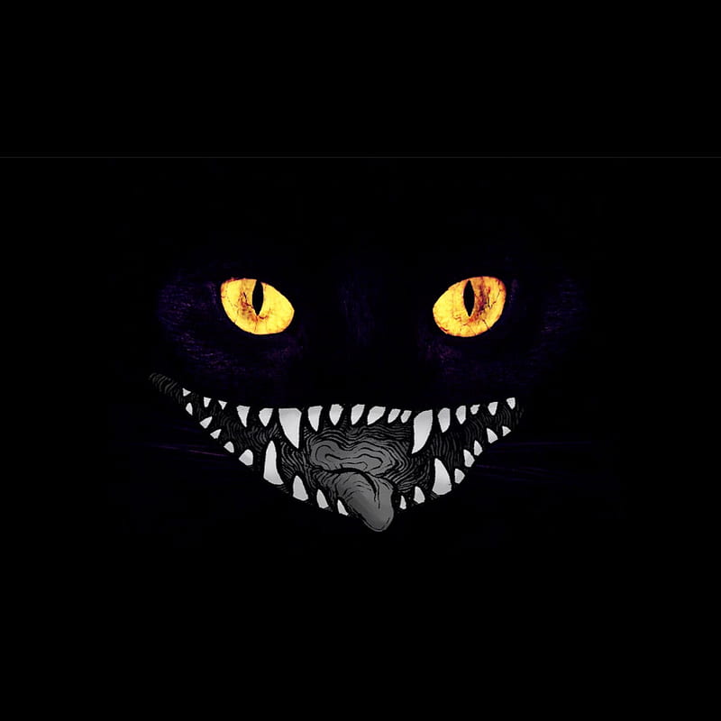 Demon cat, black, black cat, cat, creepy, dragon, eyes, halloween, simple, HD phone wallpaper