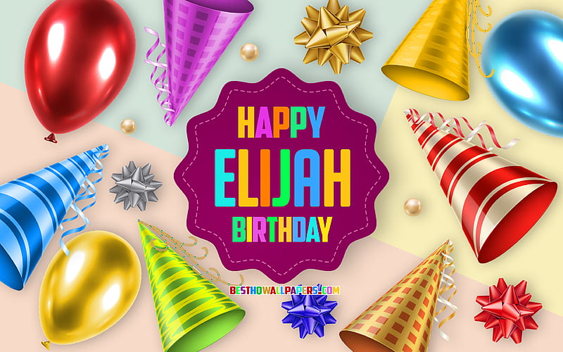 Happy Birtay Elijah, Birtay Balloon Background, Elijah, creative art, Happy Elijah birtay, silk bows, Elijah Birtay, Birtay Party Background, HD wallpaper
