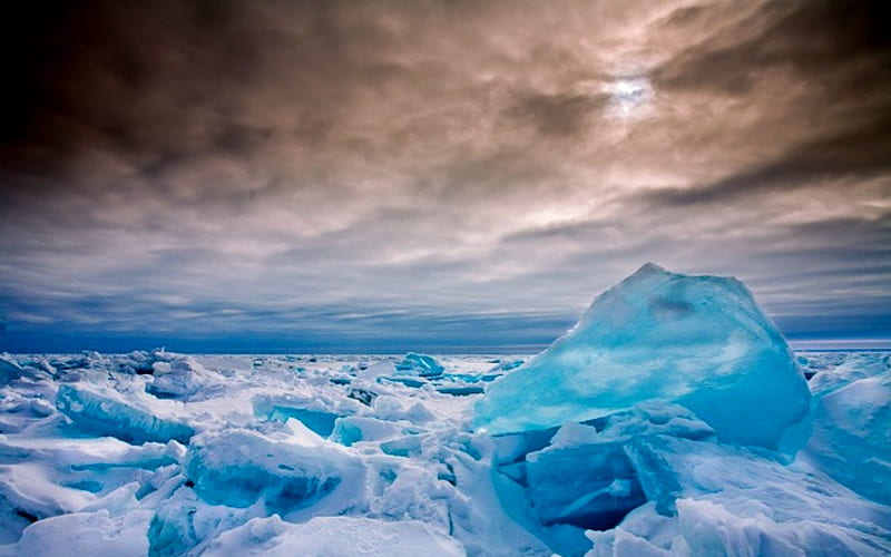 Lake Superior Ice, Sky, Ice, Water, Superior, Clouds, Lake, HD wallpaper
