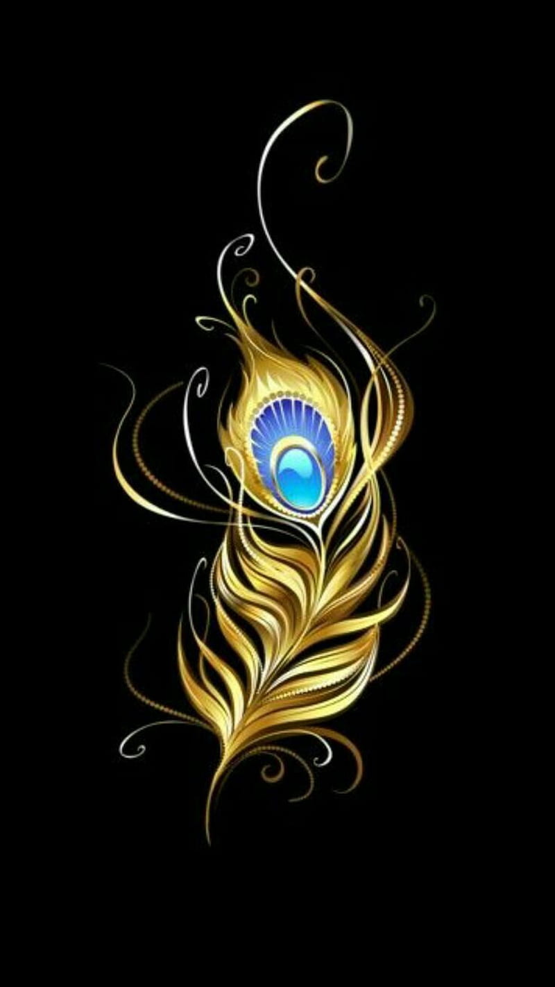 Krishna feather, bonito, blue, flute, golden, morpankh, music, neon, HD  phone wallpaper | Peakpx