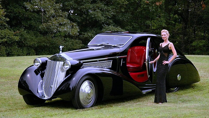 Classic Car/Classy Lady, Model, Black, carros, Blonde, HD wallpaper