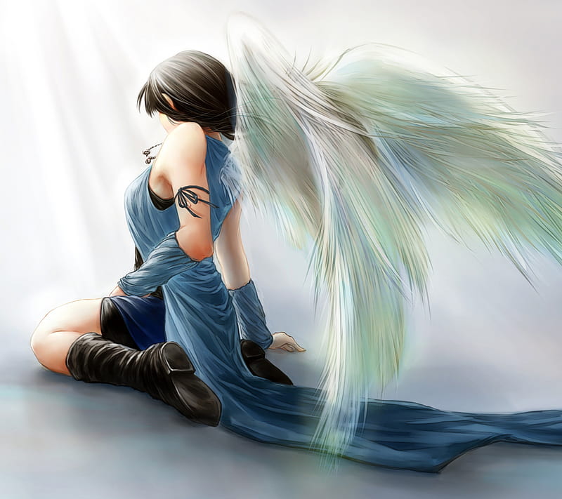 Angel, drawn, fantasy, girl, HD wallpaper