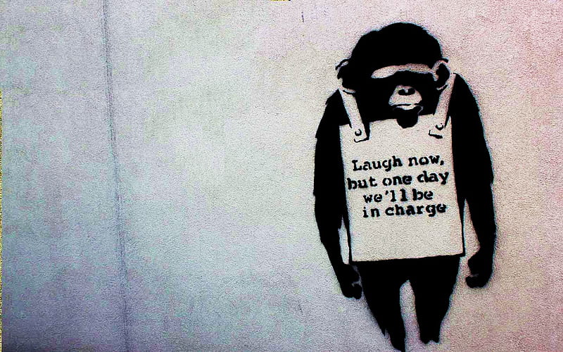 Banksy Ill Be In Charge, monkey, art, banksy, graffiti, charge, HD wallpaper