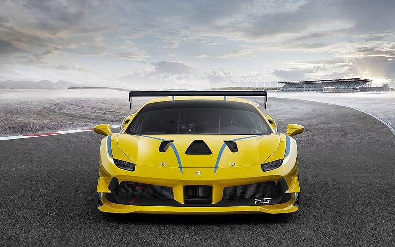 Ferrari 488 Challenge, 2017 cars, supercars, yellow ferrari, HD wallpaper