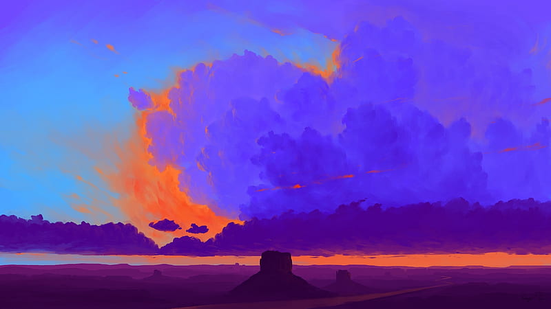 Artistic Cloudy Desert, HD wallpaper