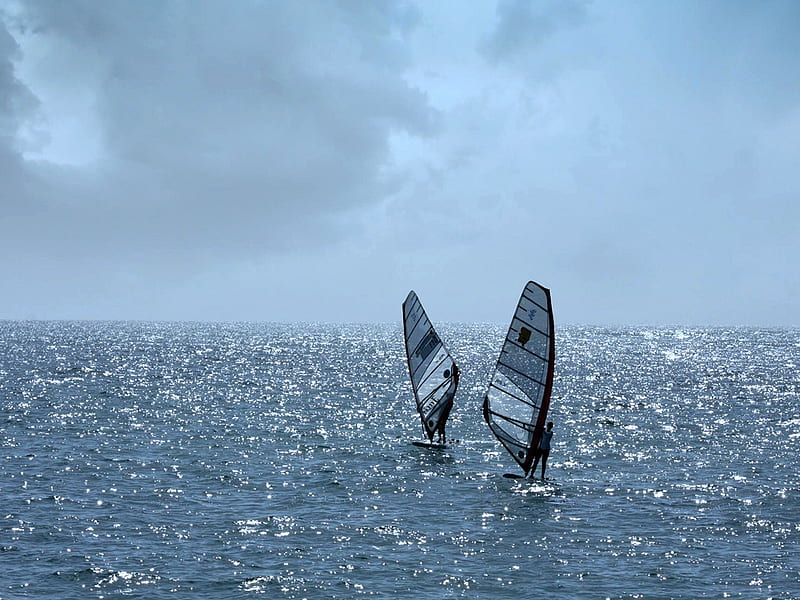 Relax, windsurf, big blue, sea, still air, HD wallpaper